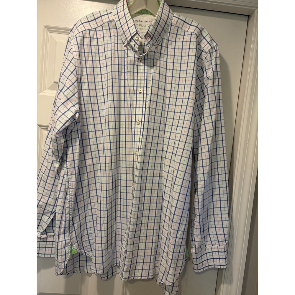 Lilly Pulitzer Mens Stuff Plaid Colony Button Down Shirt XL First Impression